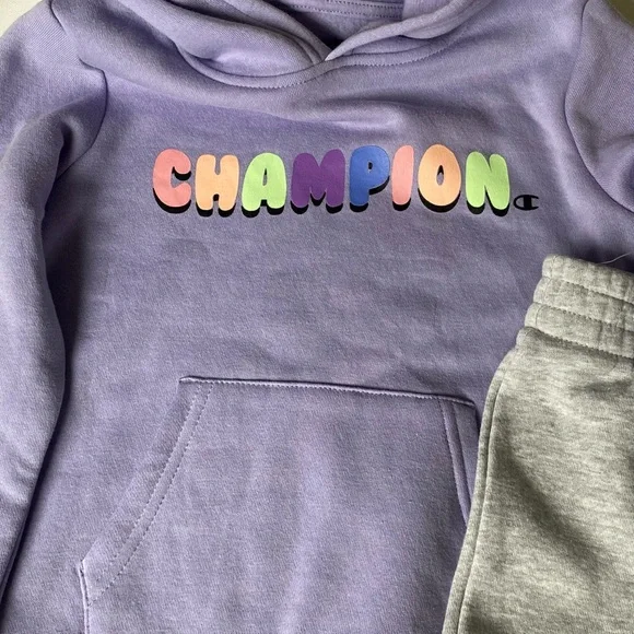 Champion Enchanted Lilac Kids Hoodie with Pink Tag Detail - Picture 4 of 5